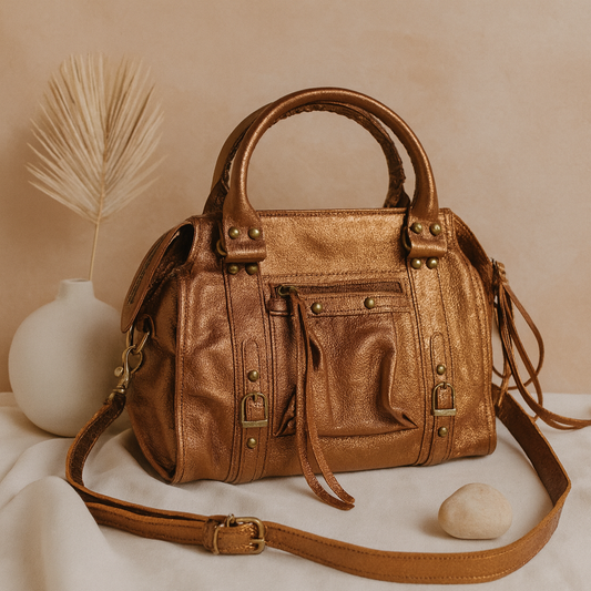 Sacà main cuir véritable-Bronze