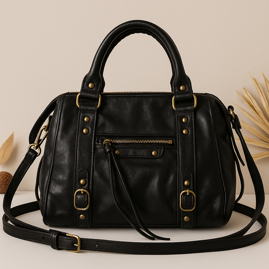 Sac à main cuir véritable- Noir