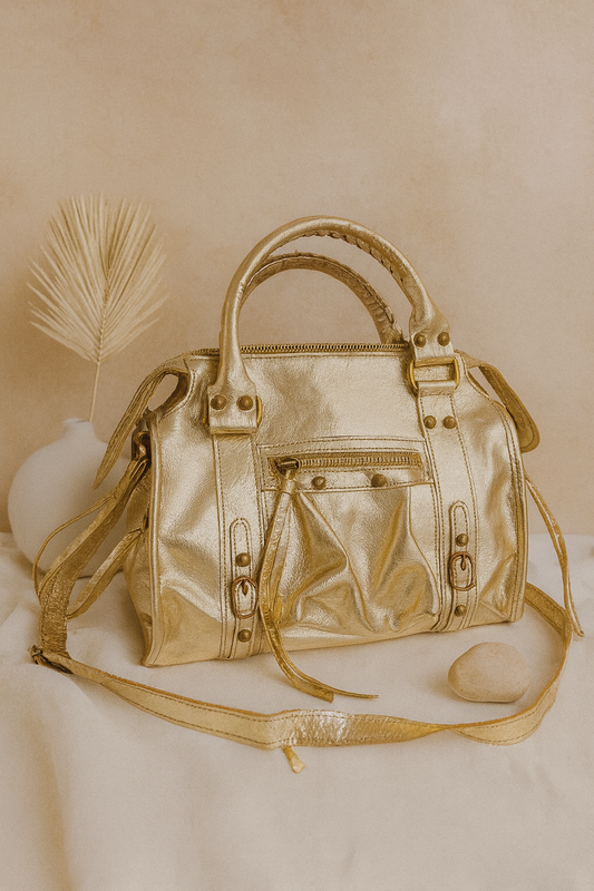 Sac à main cuir véritale - Or