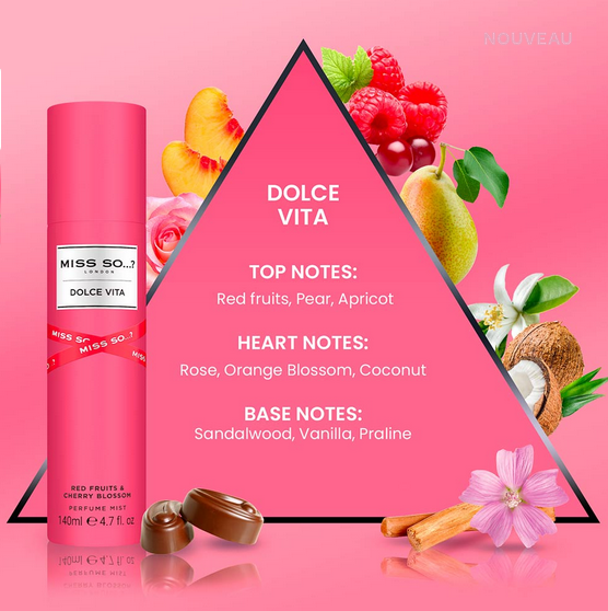 Brume Miss So Dolce Vita-Mandarine, Fleur de Cerisier, Vanille-140ml
